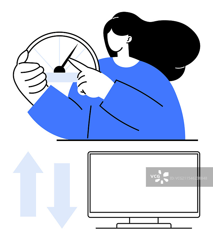 一个人用仪表测量速度或性能图片素材