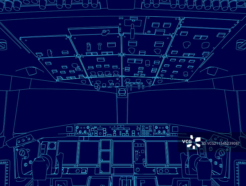 蓝色飞机驾驶舱的绘图图片素材