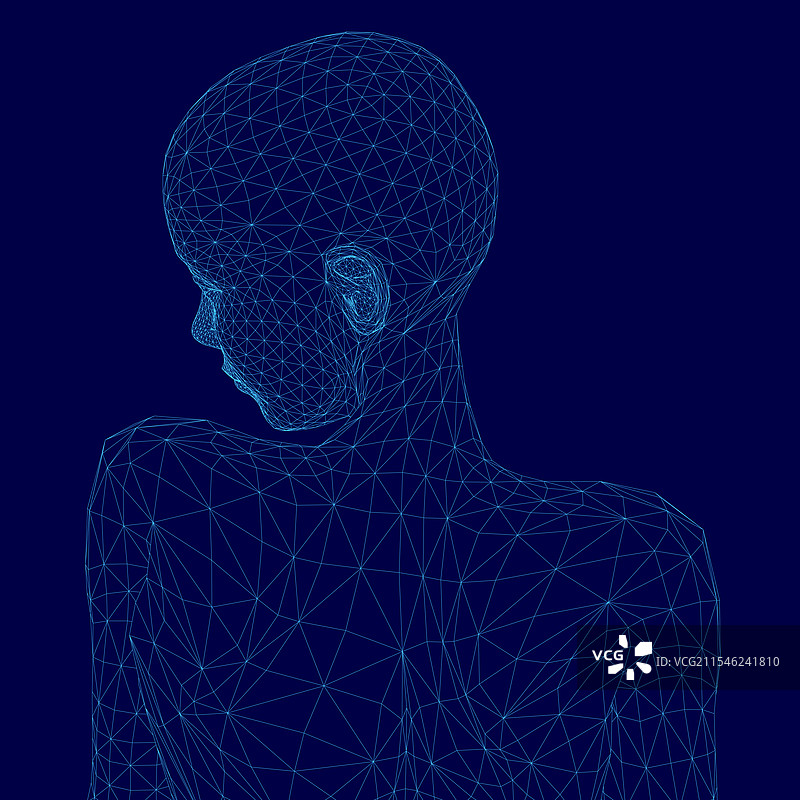 女人的头部在蓝色背景中展示图片素材