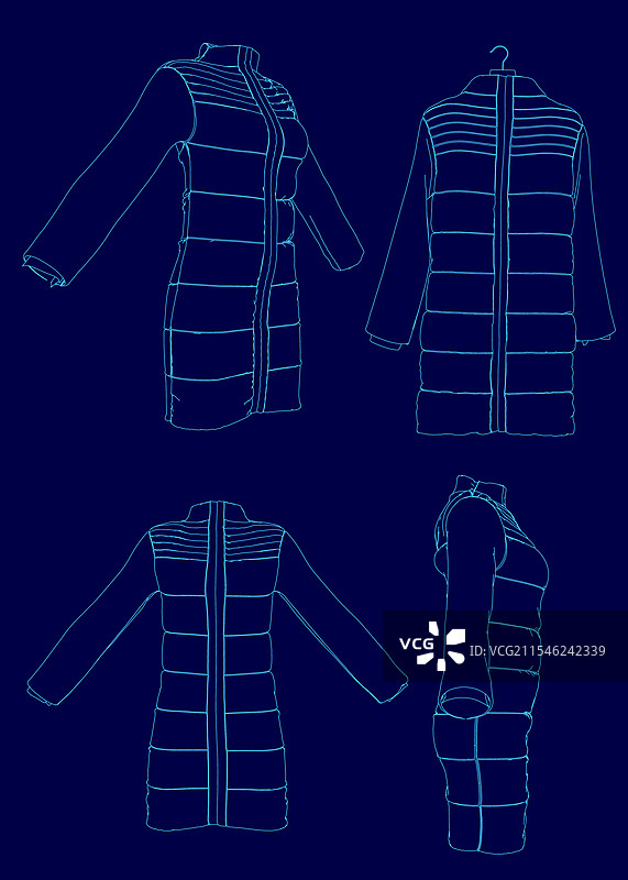 图像是一幅穿着外套的人的画。图片素材