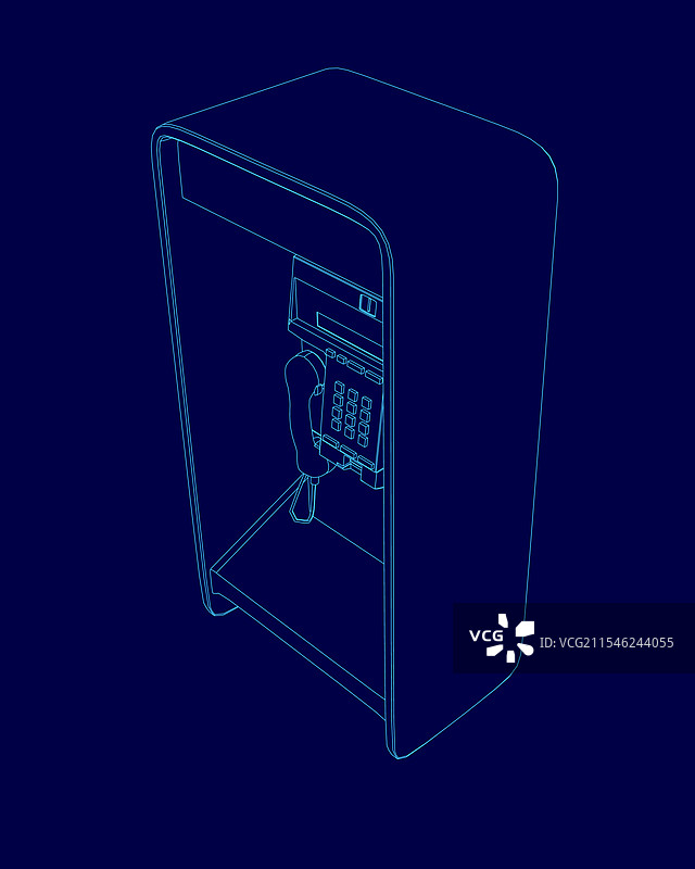 蓝色电话亭内有一部电话图片素材