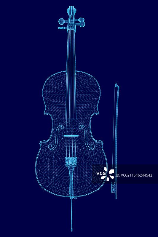 蓝色大提琴与蓝色背景的图像图片素材
