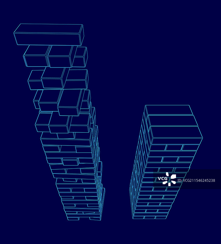 蓝色的两座建筑物图像图片素材