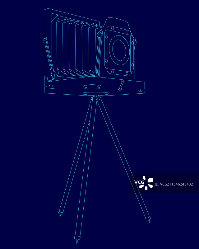 蓝色相机与三脚架的绘图图片素材
