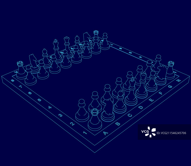 空棋盘上摆放着蓝色棋子图片素材