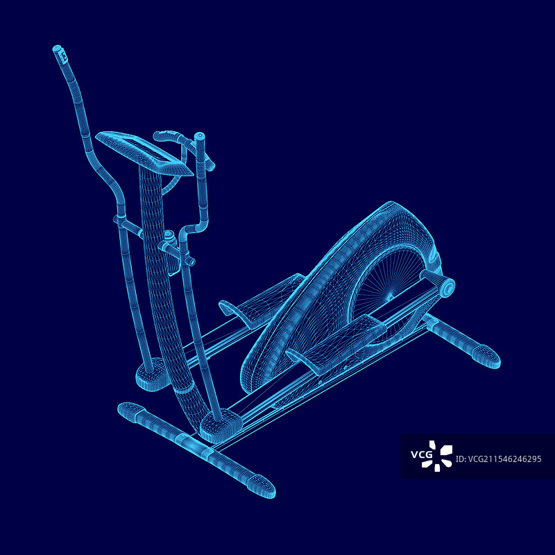 静止自行车的蓝色图像，展示了这辆自行车。图片素材