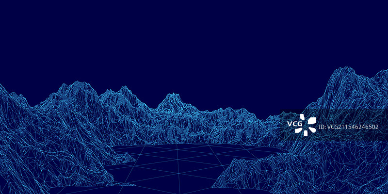 蓝色山脉与前景中的湖泊图片素材