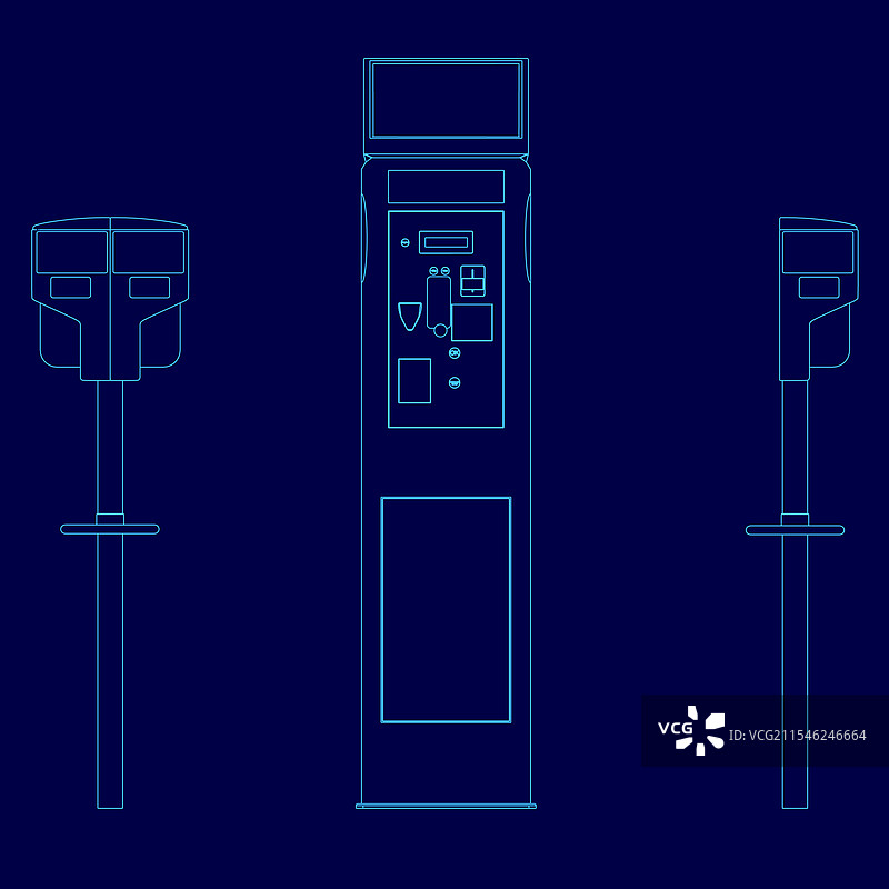 蓝色停车计时器的图画图片素材