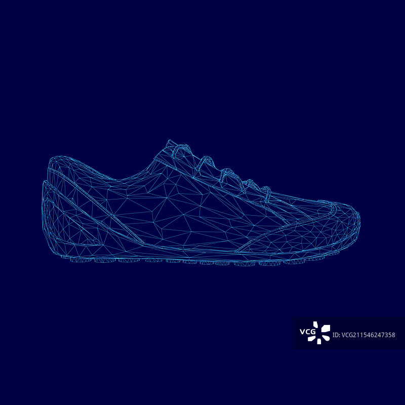 鞋子呈现蓝色，鞋子由...制成。图片素材