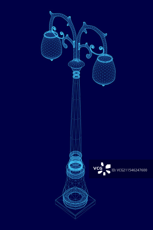 蓝色街灯与蓝色背景图片素材