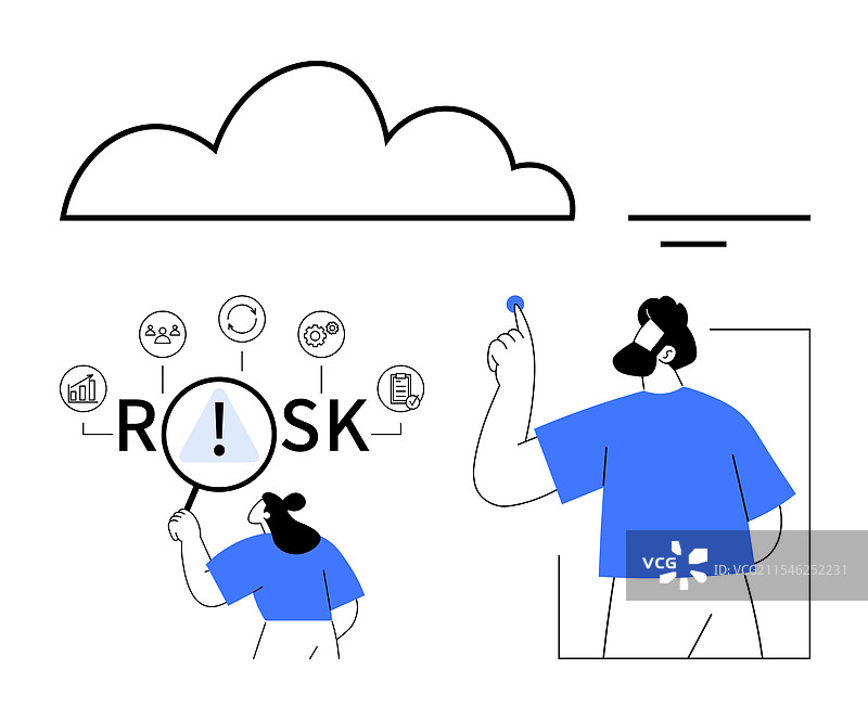 男子用放大镜分析风险因素图片素材