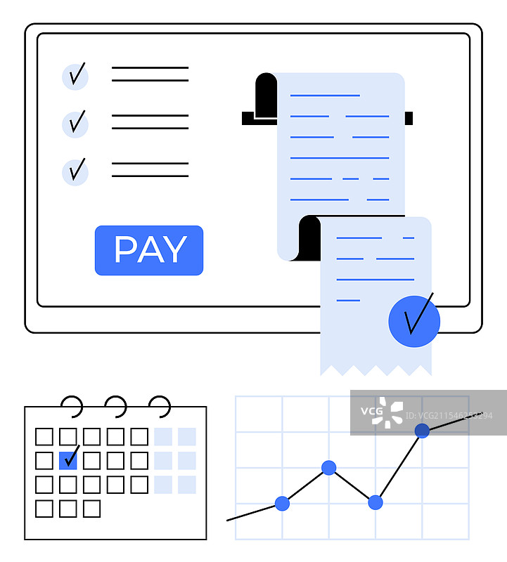 在线支付系统与清单收据图片素材