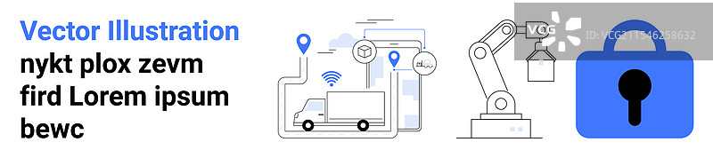 自动化的连接配送卡车技术图片素材