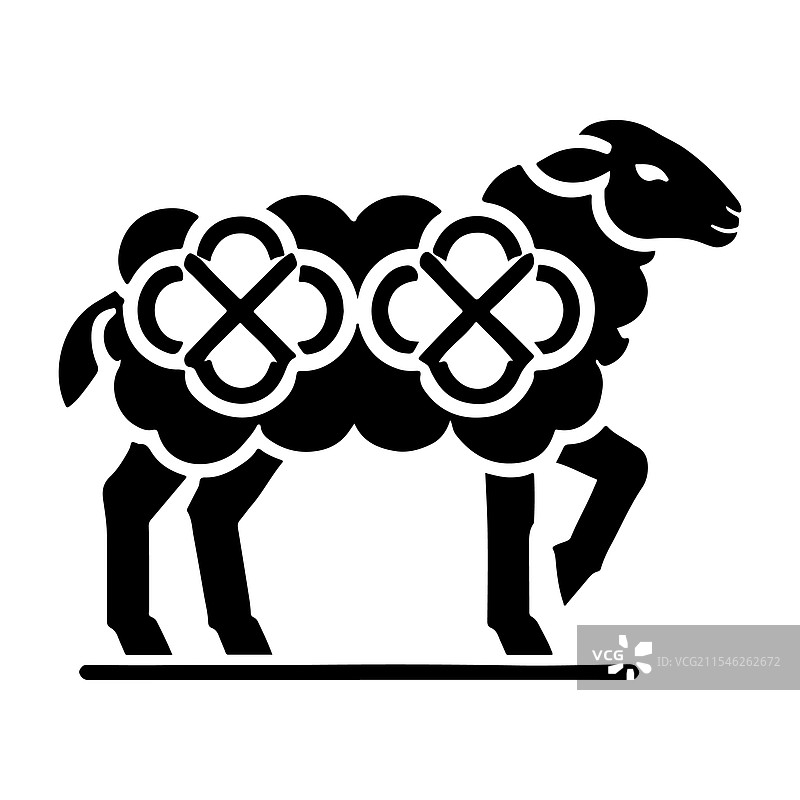 独特的乡村风格的傻羊剪影图片素材
