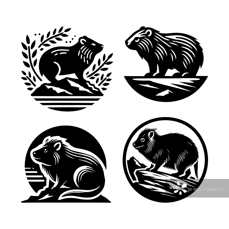 多功能岩羚羊剪影适用于海报图片素材