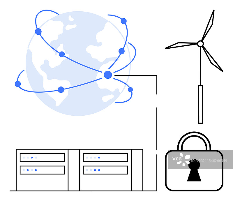 全球连接数据服务器风能和图片素材