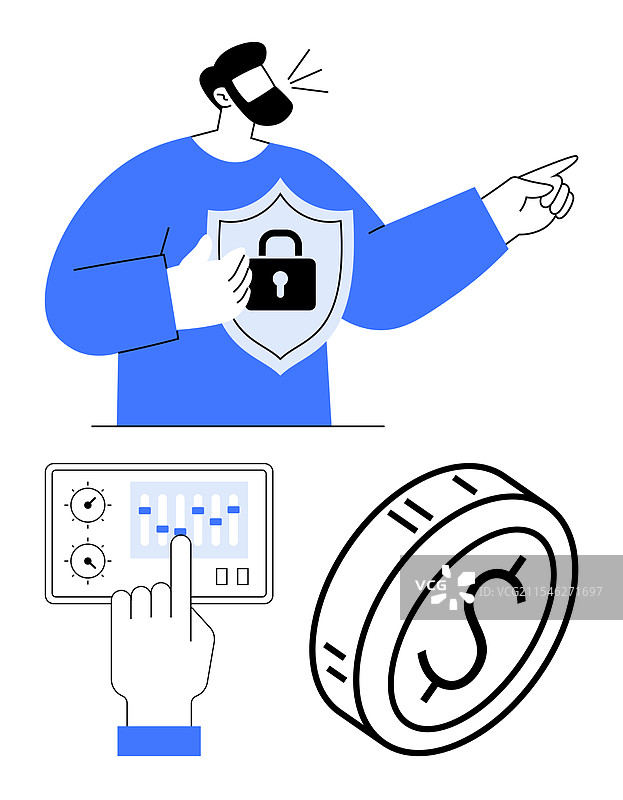 手持盾牌的男子向前指，手在调整图片素材