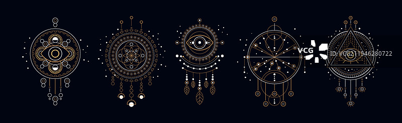 神圣几何符号与眼睛梦捕手图片素材