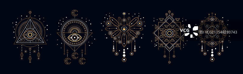 神圣几何符号与眼睛梦捕手图片素材