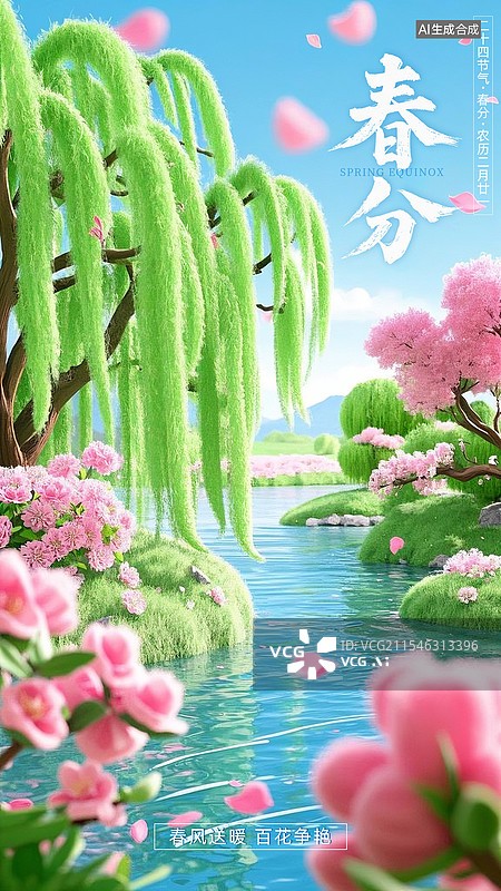 【AI数字艺术】二十四节气之春分图片素材