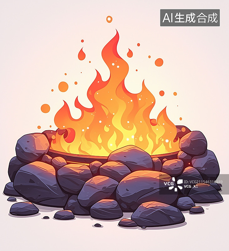 【AI数字艺术】户外燃烧的篝火图片素材