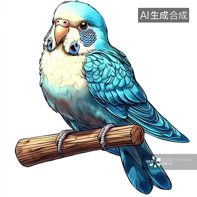 【AI数字艺术】一只可爱的蓝色鹦鹉图片素材