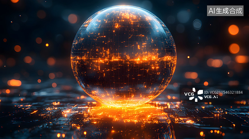 【AI数字艺术】网络数据科技星球图片素材