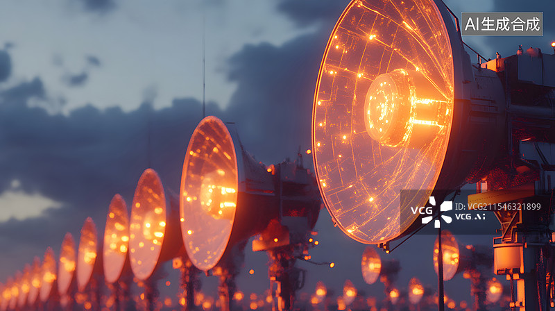 【AI数字艺术】网络通讯信号雷达图片素材
