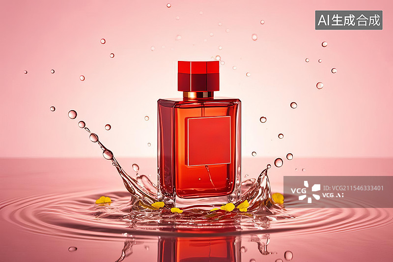 【AI数字艺术】C4D香水在水中产品渲染图图片素材