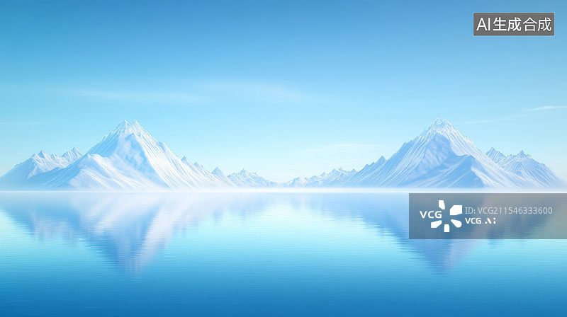 【AI数字艺术】雪山冰川地形天空水面背景图片素材