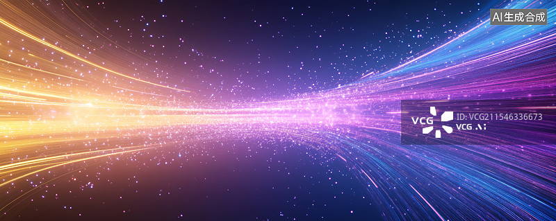 【AI数字艺术】彩色发光曲线光轨抽象科技背景图片素材