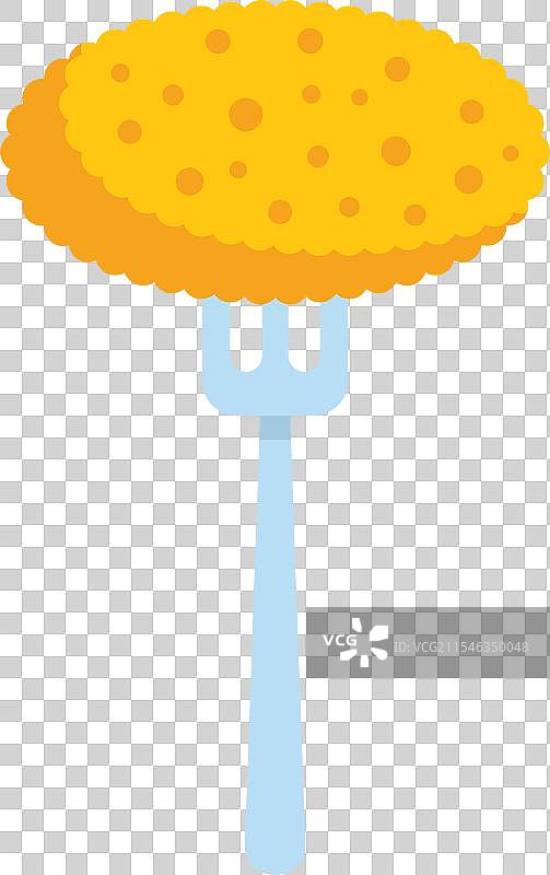 叉子夹着面包屑鸡块图片素材