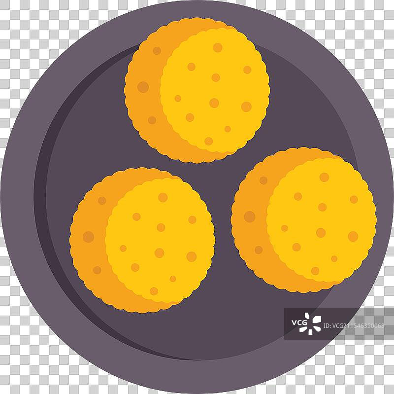 盘子上放着三块美味的圆形饼干图片素材