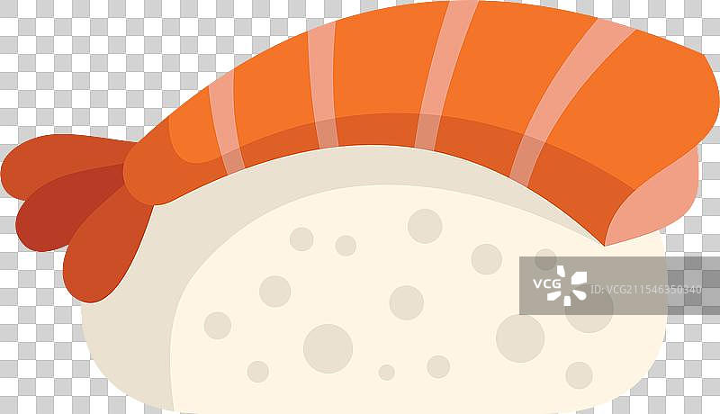 美味的虾仁握寿司，上面放着煮熟的虾。图片素材