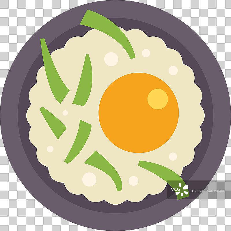 传统的盘子上盛着韭菜炒蛋图片素材