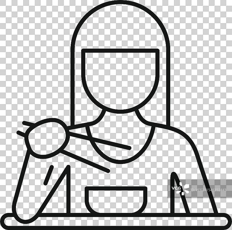 亚洲女性用筷子吃面条图片素材