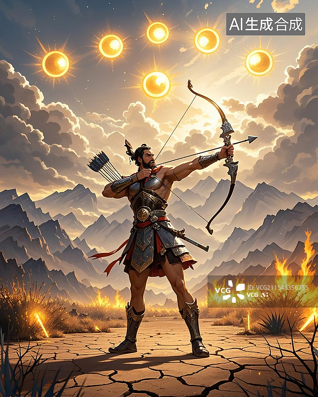 【AI数字艺术】后羿射日图片素材