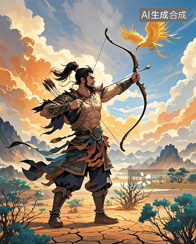 【AI数字艺术】后羿射日图片素材