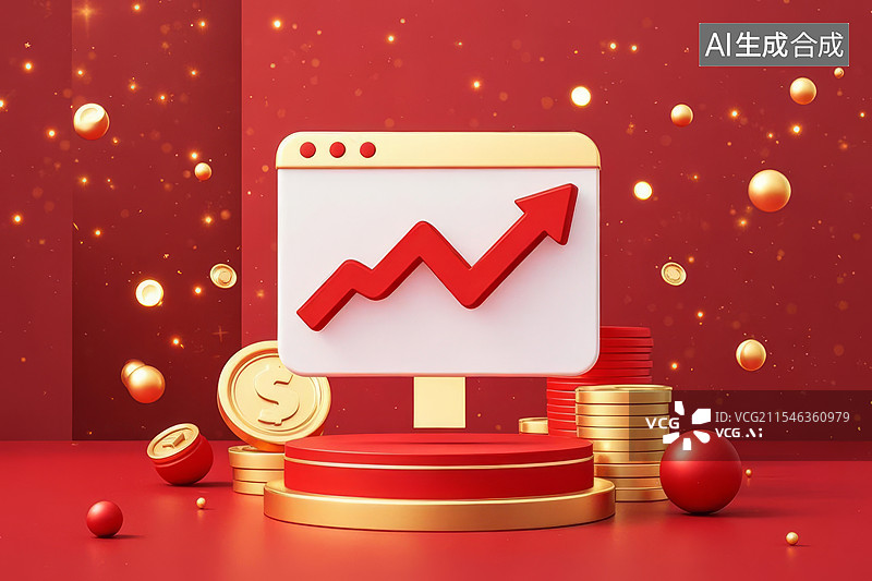 【AI数字艺术】金融理财柱状图和上涨箭头图片素材