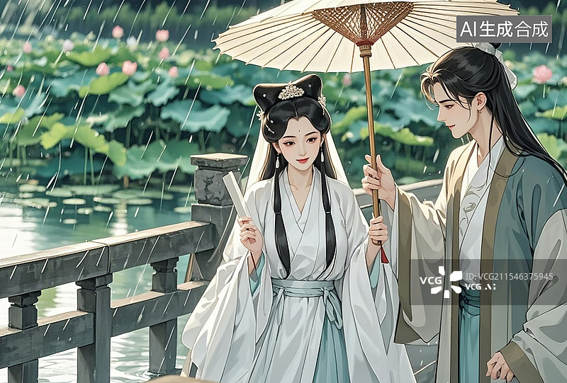 【AI数字艺术】许仙和白蛇图片素材