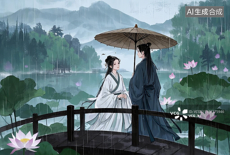 【AI数字艺术】许仙和白蛇图片素材