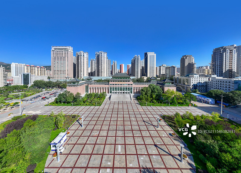 青海省西宁市新宁广场青海省博物馆航拍图片素材
