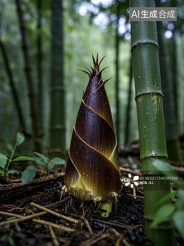 【AI数字艺术】竹林里的春笋图片素材