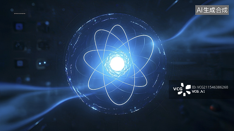 【AI数字艺术】质子和原子插画图片素材