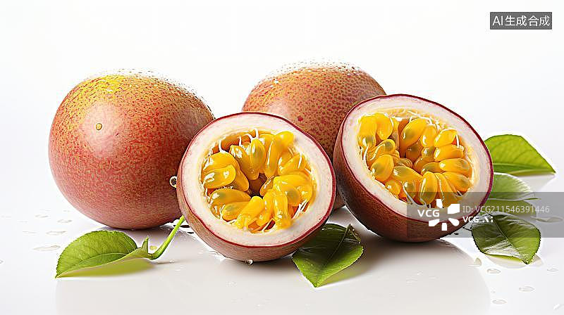 【AI数字艺术】新鲜百香果特写  诱人百香果果肉图片素材