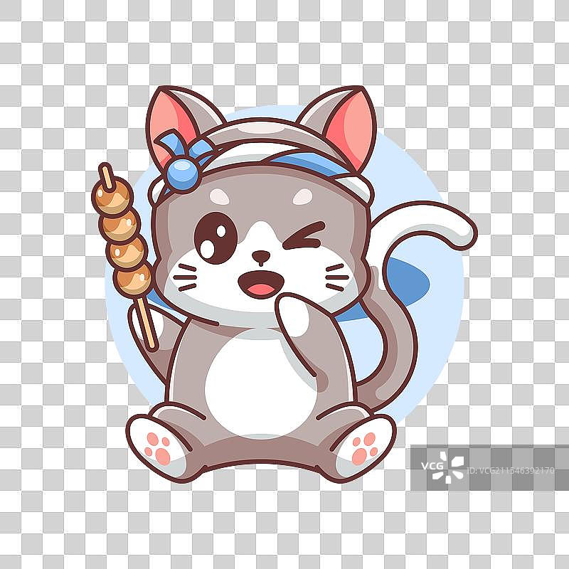 可爱的猫咪戴着日本头带，带着图片素材