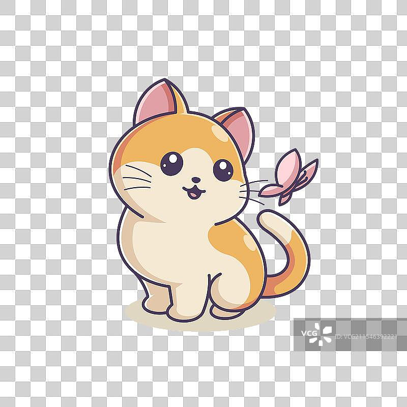 可爱的小猫咪在看蝴蝶飞舞图片素材