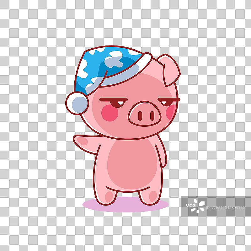 可爱的小猪将要入睡并做梦图片素材