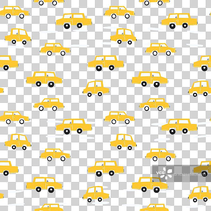 可爱汽车的无缝图案，背景为彩色图片素材