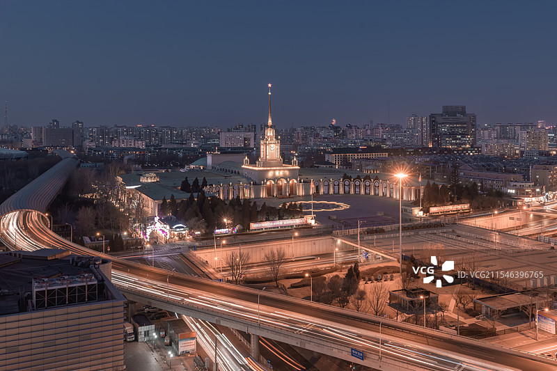 北京展览馆夜景图片素材